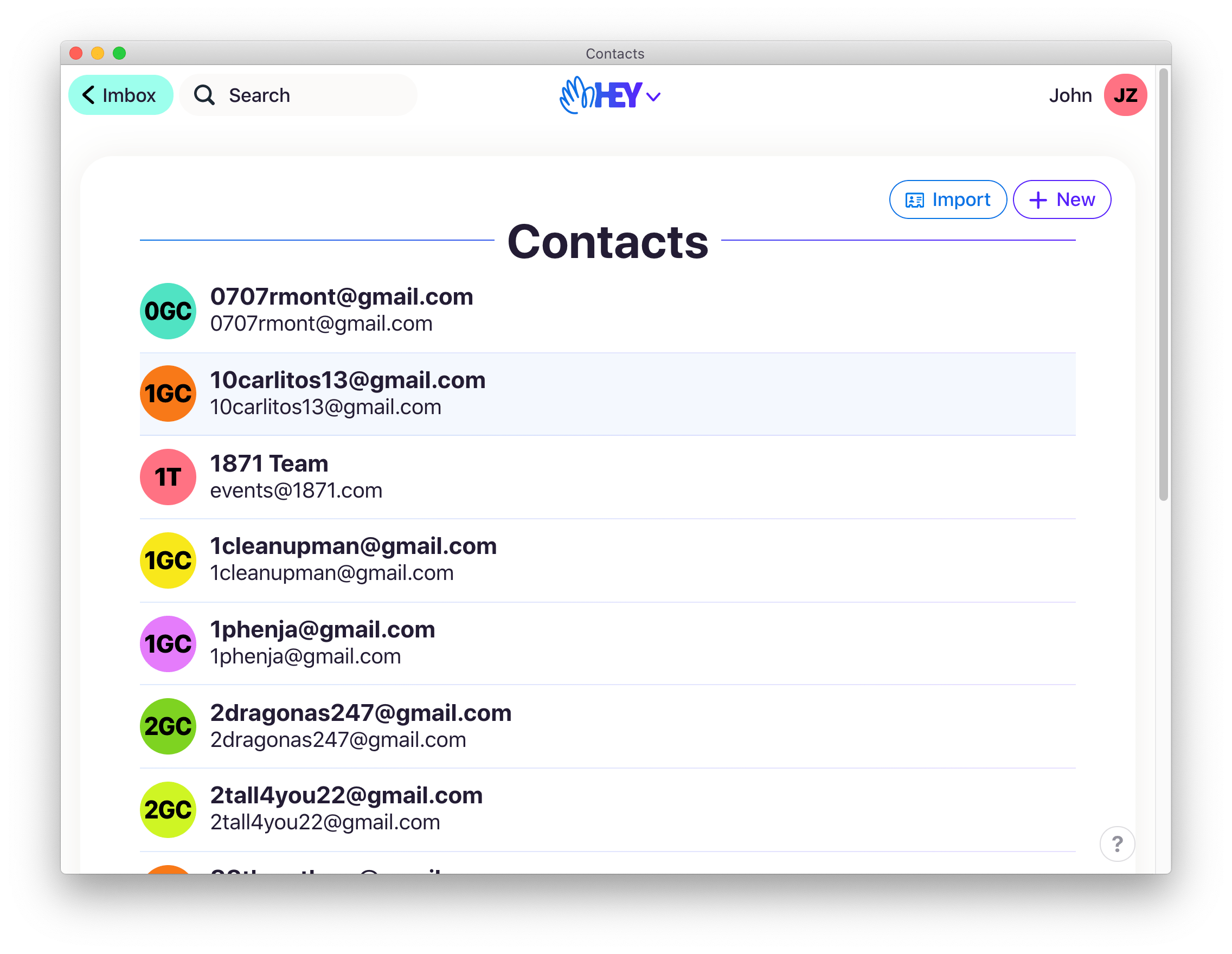 HEY Contacts page